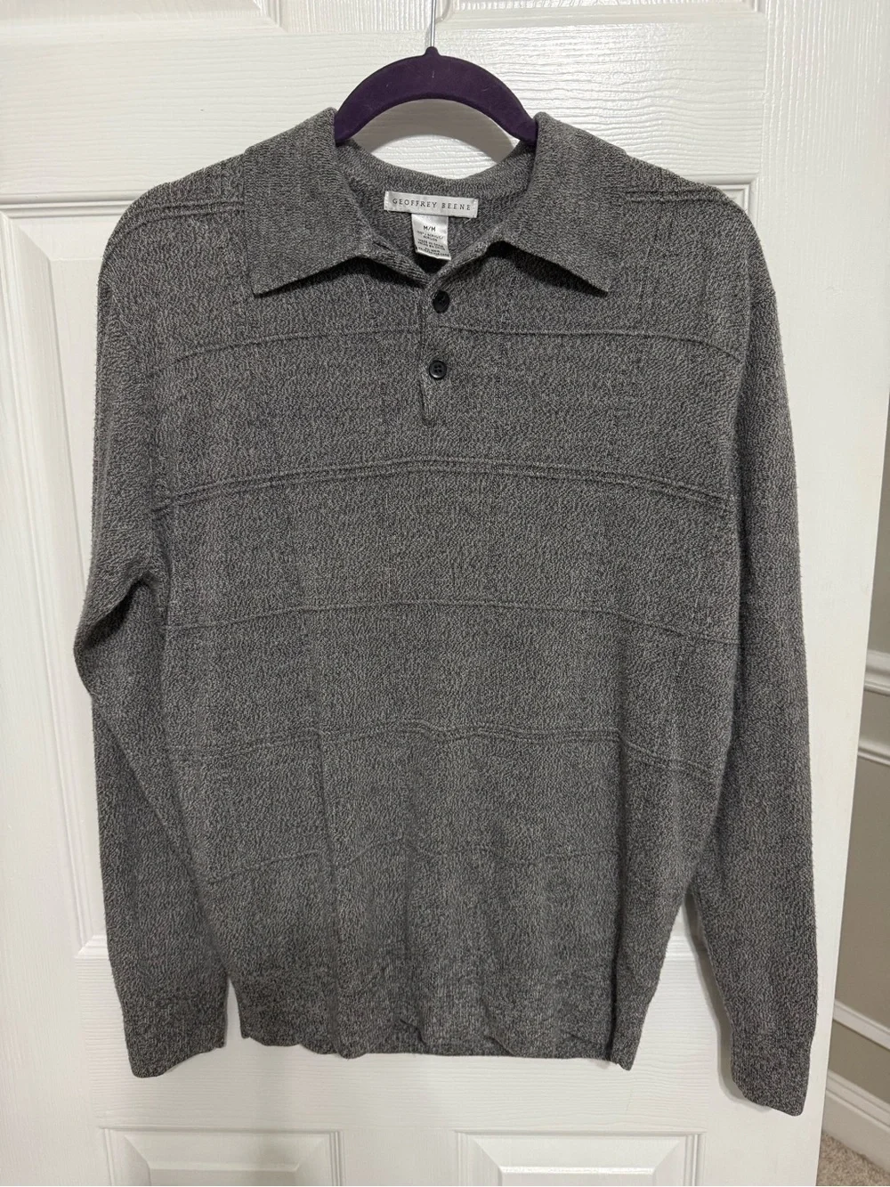 Geoffrey Beene Men's Gray V-Neck Polo Sweater